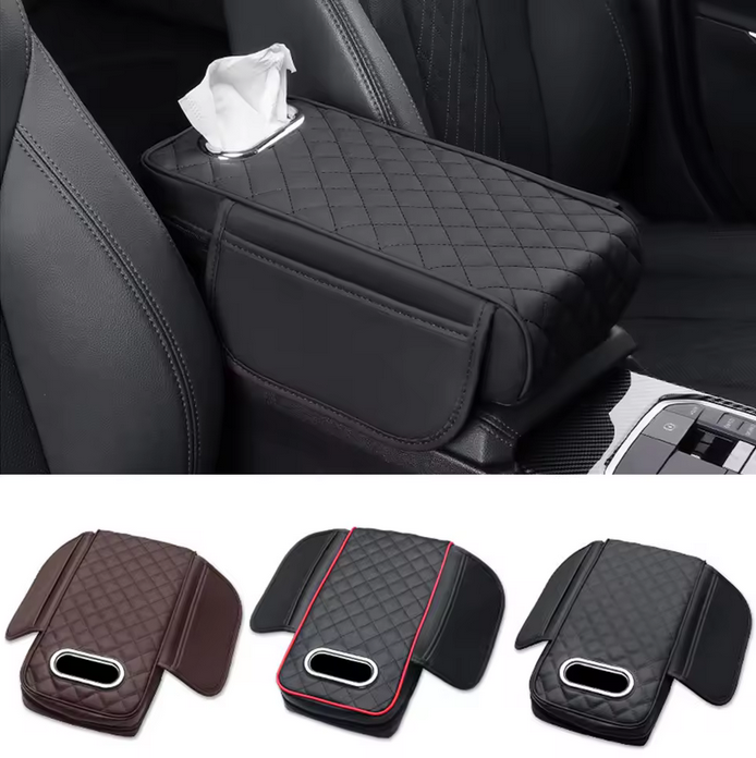 Car Armrest Mat With Tissue Storage Memory Foam Height