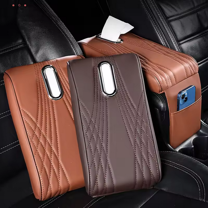 Universal Armrest Pad Center Console Cover with Tissue Storage