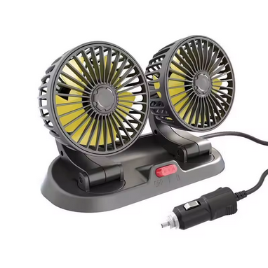 12V Car Cooling Fan 360° Adjustable Dual Head Air Circulator Fan