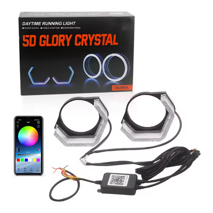 3" 5D Crystal WRGB LED Angel Eyes For Car Headlight
